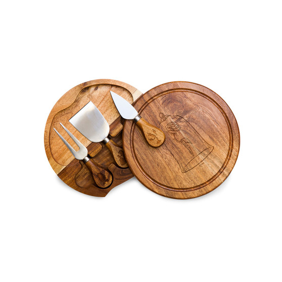 Disney's Beauty The Beast Acacia Brie Cheese Cutting Board Tools Set