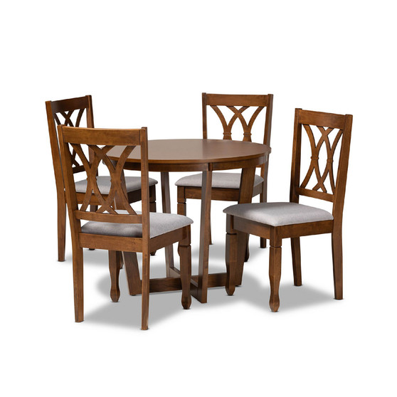 Aggie Modern and Contemporary Fabric Upholstered 5 Piece Dining Set