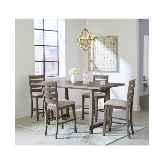 Max Meadows Counter Height 5-Pc Dining Set (Rectangular Trestle Table + 4 Chairs)