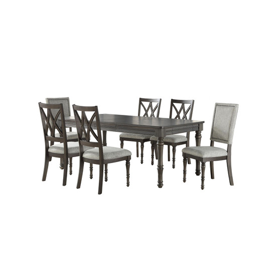 Linett 7-Pc Dining (Rectangular Table + 4 Side chairs + 2 Upholstered Chairs)
