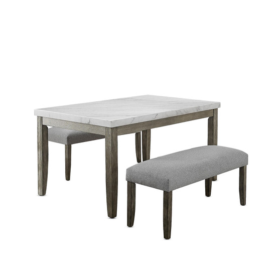 Emily Marble Dining 3-Pc Set ( Table & 2 Benches)