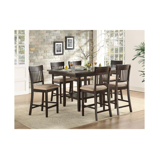 Birm 7pc Dining Set (Counter Height Table & 6 Slat Back Side Chairs)