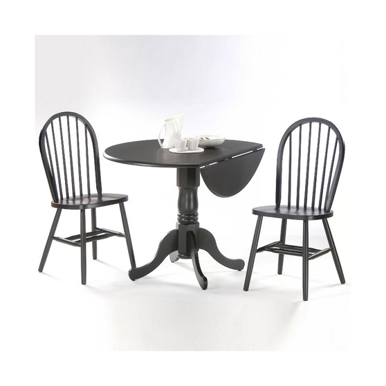 42" Dual Drop Leaf Table With 2 Windsor Chairs