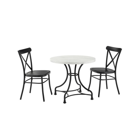 Madeleine 32" 3 Piece Dining Set With Camille Chairs