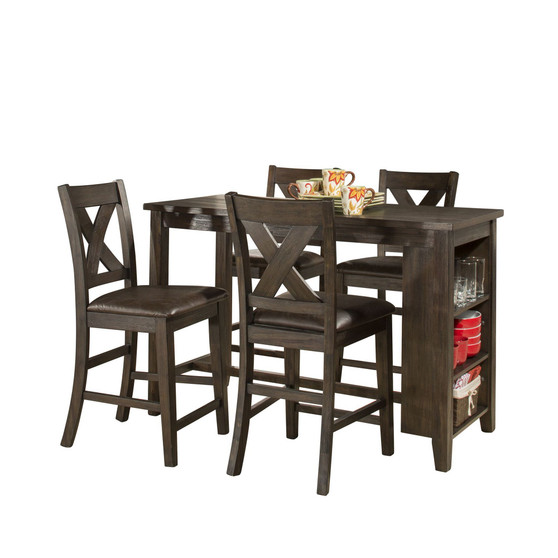 Spencer 5-Piece Counter Height Dining Set with X-Back Counter Height Stools