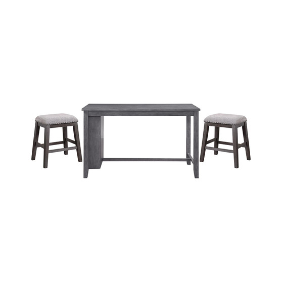 Nelina Counter Height 3pc Dining Set (Rectangular Table & 2 Stools)