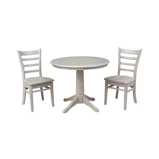 36" Round Top Pedestal Table - With 2 Emily Chairs