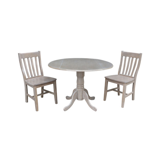 42" Dual Drop Leaf Table With 2 Schoolhouse Chairs