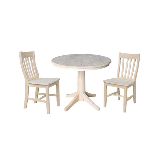 36" Round Top Pedestal Table - With 2 Cafe Chairs