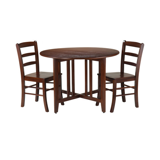Alamo 3-Piece Round Drop Leaf Table with 2 Ladder Back Chairs
