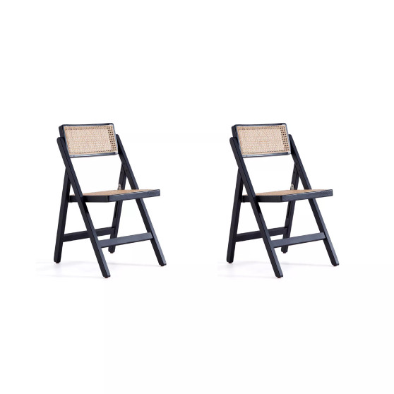 Pullman 2-Piece Ash Wood and Natural Cane Folding Dining Chair