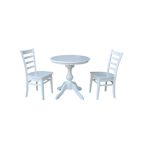 30" Round Top Pedestal Table- With 2 Emily Chairs