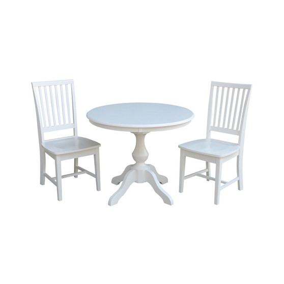36" Round Top Pedestal Table - With 2 Mission Chairs