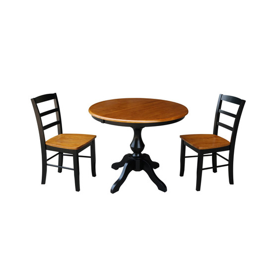 36" Round Extension Dining Table with 2 Madrid Chairs