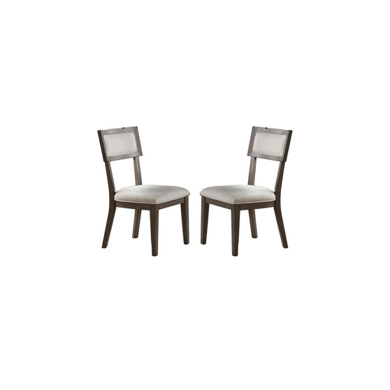 Set of 2 Fabric Upholstery Dining Chairs in Grey and White