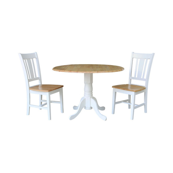 42" Dual Drop Leaf Table with 2 San Remo Splatback chairs, 3 Piece Dining Set