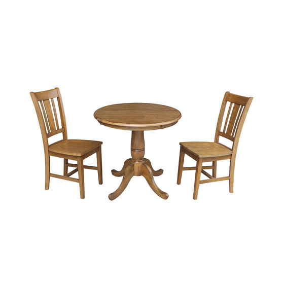 30" Round Pedestalestal Dining Table With 2 Chairs