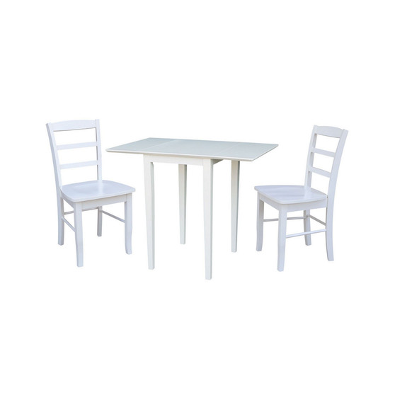 Small Dual Drop Leaf Dining Table with 2 Madrid Ladderback Chairs, 3 Piece Dining Set