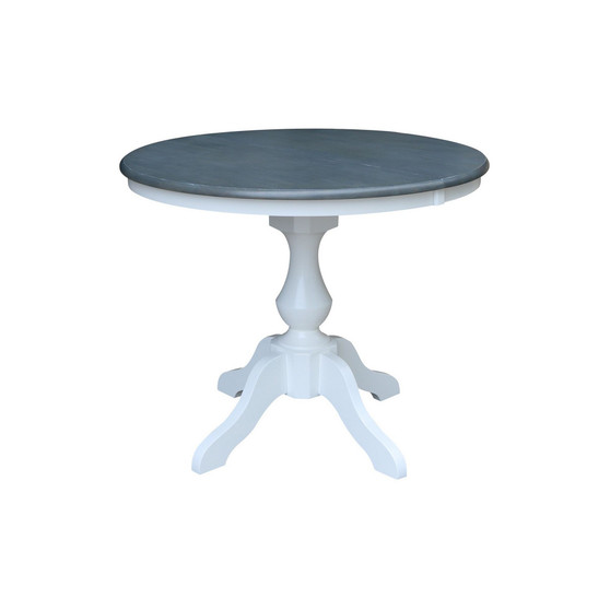 36" Round Top Pedestal Dining Table with 12" Leaf