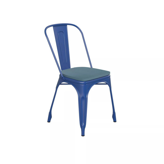 Perth Metal Stacking Dining Chairs With Poly Resin Seats For Indoor/Outdoor Use