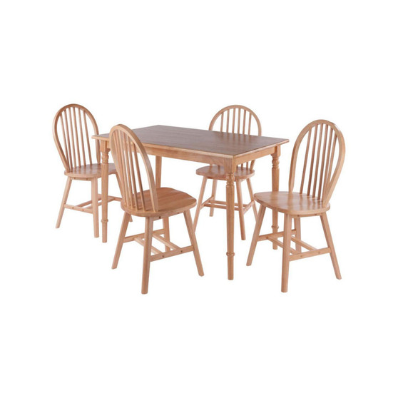 Ravenna 5 Piece Solid Wood Dining Table with 4 Windsor Chairs - Natural