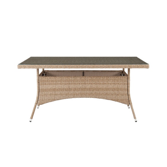 62.99" Genoa Steel and Rattan Patio Dining Table