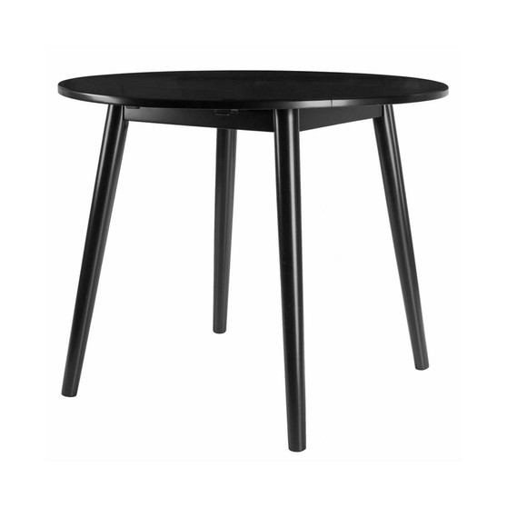 Moreno 36" Round Drop Leaf Table, Black Finish