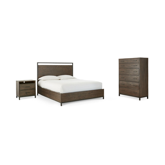Gatlin 3-Pc. Brown Bedroom Set, (Queen Bed, Nightstand & Chest), Created for Macy's