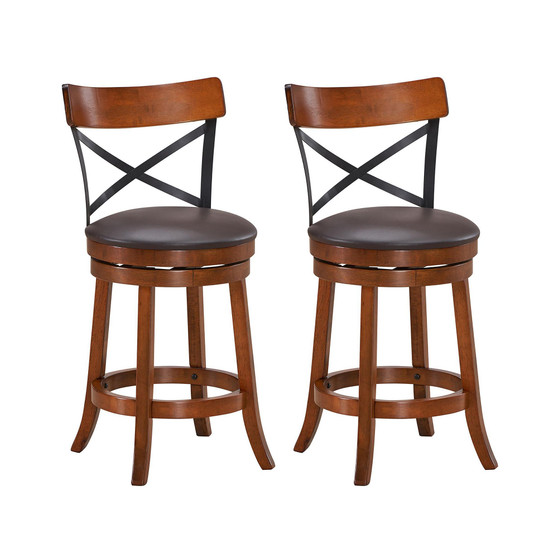 Set of 2 Bar Stools Swivel 25'' Dining Bar Chairs