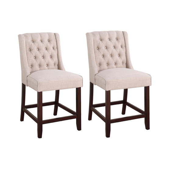 Newport Upholstered Bar Chairs with Tufted Back, Set of 2