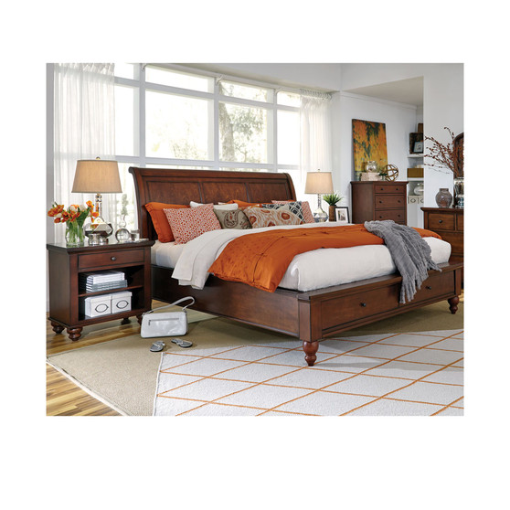 Cambridge California King Sleigh Storage Bed 3pc Set (Bed + Chest + Nightstand)