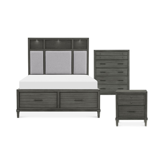 Mossbrook 3pc Bedroom Set (California King Bed, Chest & Nightstand)