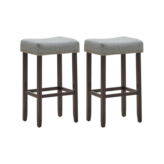 Set of 2 Nailhead Saddle Bar Stools 29" Height