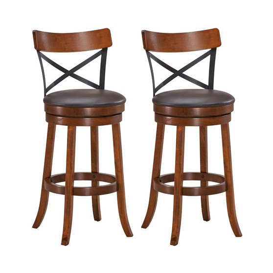 Set of 2 Bar Stools Swivel 29.5'' Dining Bar Chairs