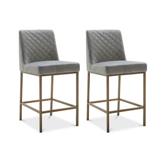 Cambridge Velvet Stool, 2-Pc. Set (2 Grey Counter Stools)