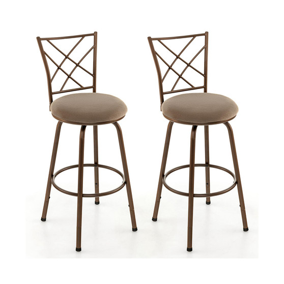 Set of 2 24/30 Inch Adjustable Swivel Barstools Metal Dining Chairs