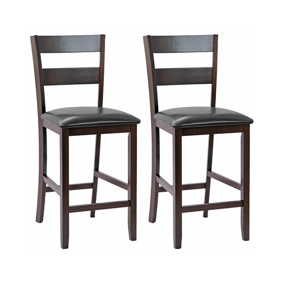 2-Pieces Bar Stools Counter Height Chairs w/ PU Leather Seat
