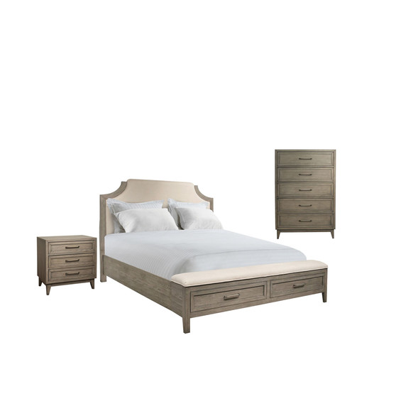 Vogue 3pc Bedroom Set (Queen Bed, Chest & Three Drawer Nightstand)