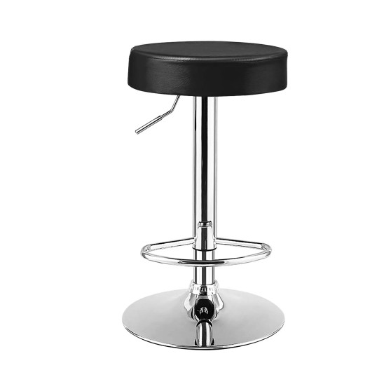 1 PC Round Bar Stool Adjustable Swivel Pub Chair U Leather