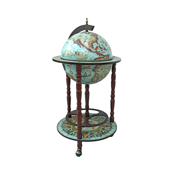 Sixteenth Century Cielo Blue Replica Globe Bar Cabinet