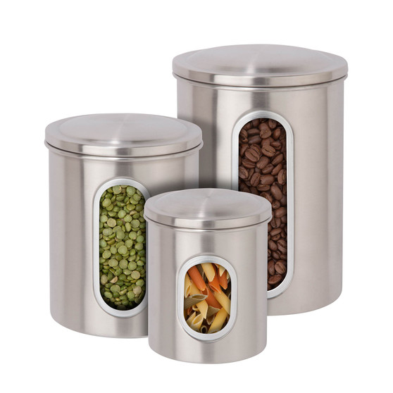 3-Pc. White Food Storage Canisters