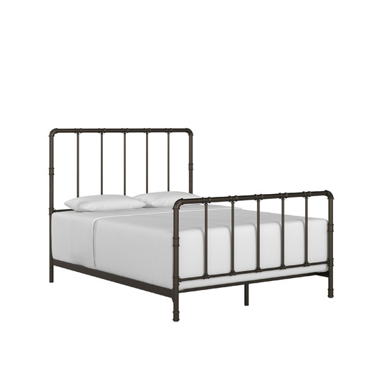 Elmaire Antique-Like Industrial Lines Bed, Queen
