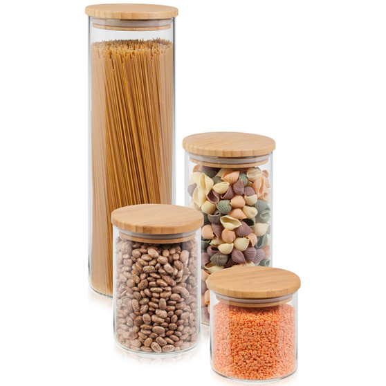 4-Pc. Glass & Bamboo Canister Set