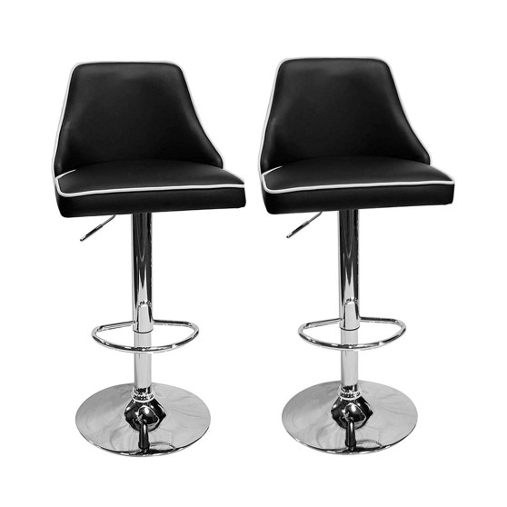 Aaron Presley Faux Leather Adjustable Swivel Bar Stools, Set of 2