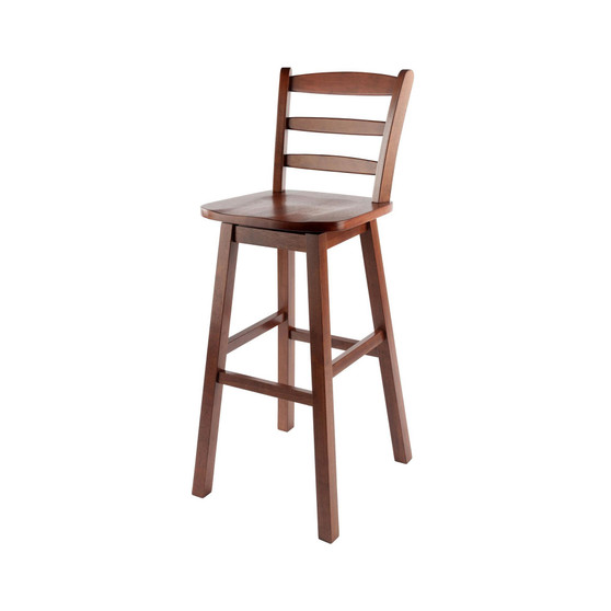 Transitional Scalera Ladder-back Swivel Seat Bar Stool, Walnut