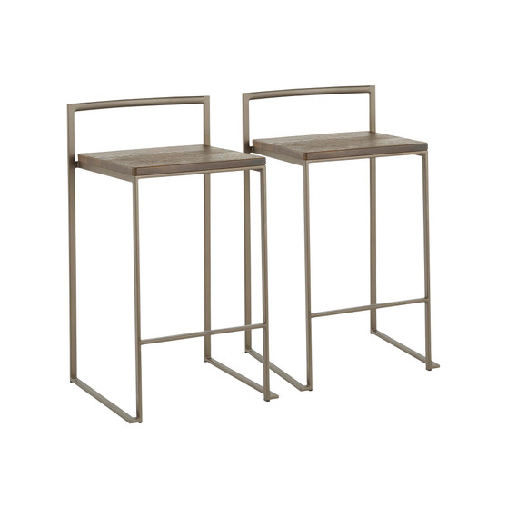 Fuji Wood Counter Stool, Set of 2