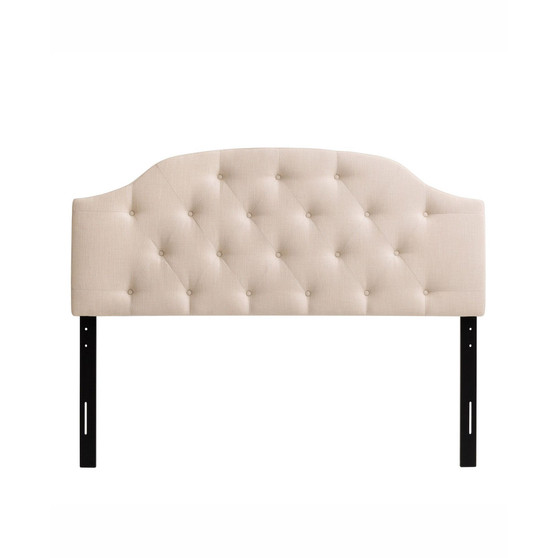 Calera Diamond Button Tufted Fabric Arched Panel Headboard, Double/Full