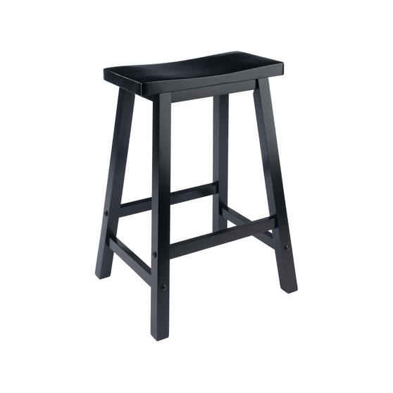 Home Decorative Contemporary Saddle Seat 24" Black Stool, Single, RTA