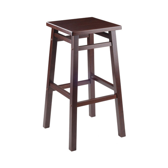 Transitional Carter Square Seat Bar Stool, Walnut