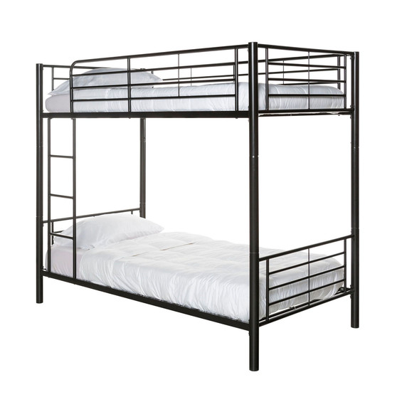 Premium Metal Twin over Twin Bunk Bed - Black